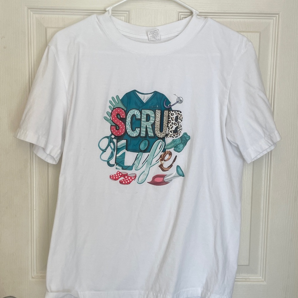 White 'Scrub Life' Graphic T-Shirt